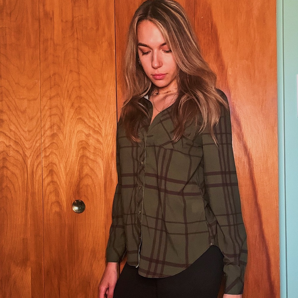 Long Sleeve Army Green Flannel